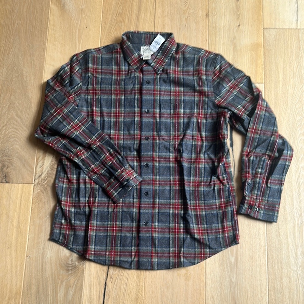 NWT Men's Plaid Shirt - Gray and Red Fleece